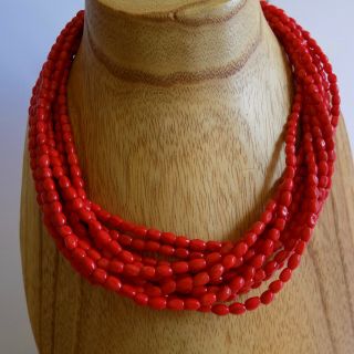 Jay King Desert Rose Trading Drt Sterling Silver Red Coral Necklace 10 Strand
