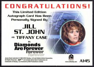 2012 JAMES BOND 50th ANNIV.  JILL ST.  JOHN AUTOGRAPH - DIAMONDS ARE FOREVER 2