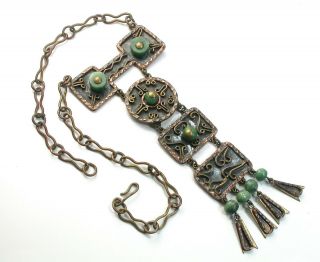 Vintage Mexican Tribal Style Copper & Brass Statement Necklace
