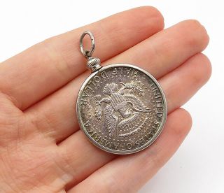 925 Sterling Silver - Vintage United States Half Dollar Coin Pendant - P10873