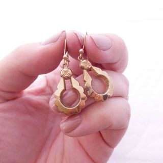 9ct Gold Vintage Victorian Style Drop Earrings,  9k 375