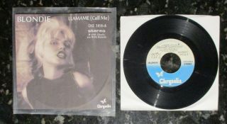 Blondie Rare 1980 Peru 7 " 45 Call Me Radio Sleeve Debbie Harry Chs - 2414 Ex,