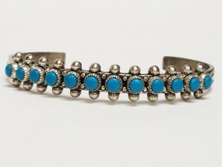 Vintage Bell Trading Post Sterling Silver & Petit Point Turquoise Cuff Bracelet