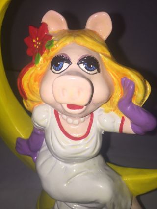Vintage Miss Piggy Christmas Tree Topper - Sitting On Crescent Moon - by Sigma 3