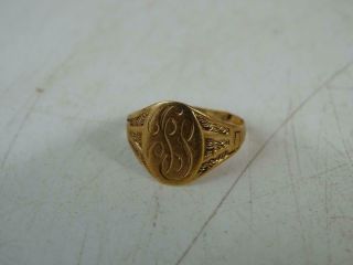 Antique Victorian 10k Solid Yellow Gold Monogrammed Ladies Cocktail Ring 1.  6g