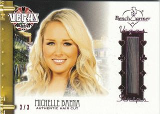 2020 Benchwarmer Vegas Baby Michelle Baena Pink Foil Authentic Hair Cut Card /3