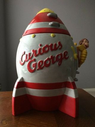 Curious George Rocket Cookie Jar - Vandor - 12 Inches Tall,  Stamped 1988 - Nib