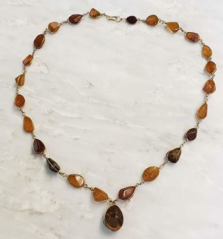 Amber Beaded Necklace With Gold Filled Wire 16 - G2682