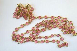 Pink Bezel Set Crystal Necklace 52 
