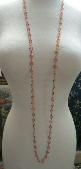 Pink Bezel Set Crystal Necklace 52 