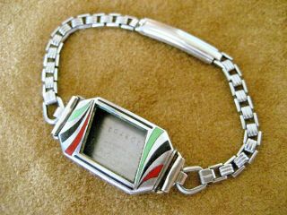 Extraordinary 1924 Art Deco 10k Gold Filled Enamel Ladies Watch Case Chain Band