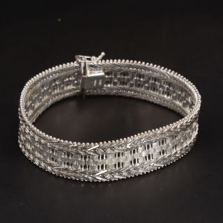 Sterling Silver - Italy Milor 17mm Riccio Chain Link 7.  75 " Bracelet - 33g