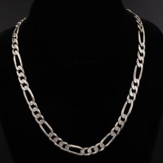 Sterling Silver - Italy 8mm Figaro Link Chain 22 " Necklace - 49.  5g
