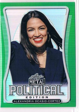 2020 Leaf Political Edition Alexandria Ocasio - Cortez Green Parallel 