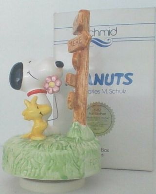 Vintage Peanuts Snoopy & Woodstock Schimid Ceramic Music Box