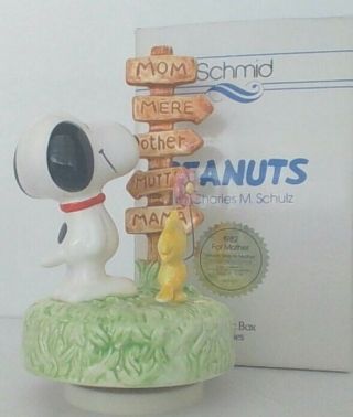 Vintage Peanuts Snoopy & Woodstock Schimid Ceramic Music Box 2