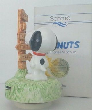Vintage Peanuts Snoopy & Woodstock Schimid Ceramic Music Box 3