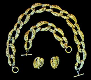 Vintage Anne Klein Chain Link Necklace Bracelet Earrings Ensemble 3 Piece Set