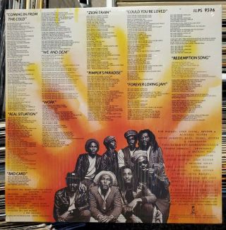 BOB MARLEY & THE WAILERS - UPRISING Vinyl Record LP Album 1980 Press ILPS 9596 2