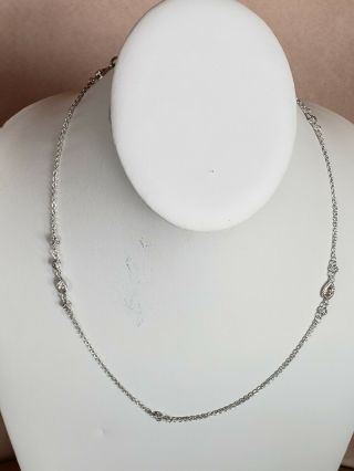 Judith Ripka Sterling Silver And Diamonique Station Chain Necklace 18 "
