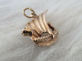 10k Rose Gold Viking Ship Bracelet Charm