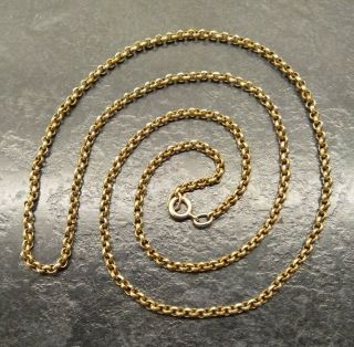 Antique Rolled Gold Belcher Link Chain Necklace,  31 " In Length.