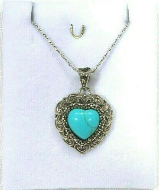 Deceased Estate Turquoise & Marcasite Solid Sterling Silver Necklace