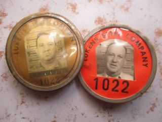 TWO 1940s Lukens Steel Co. ,  Coatesville PA ID Badges,  2 Other Pins 2
