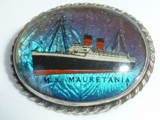 Art Deco Silver Butterfly Wing Brooch Rms Maurentania Ocean Liners Cunard Ship