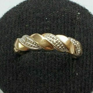 9ct Gold Natural Diamonds Designer Twist Ring Size P Us 8 49p Start
