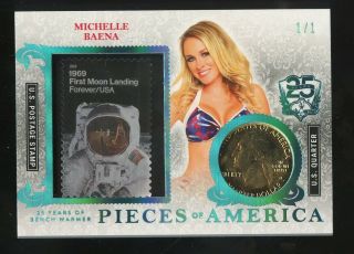 2019 Bench Warmer U.  S.  Postage Stamp Quarter Ice Blue Foil Michelle Baena 1/1