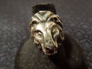 Vintage Signed Oxidized Sterling Silver Lion 
