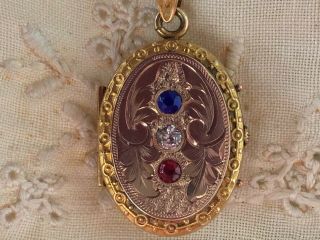 Victorian Rose And Yellow Gold Filled Etruscan Style Hair Memorial Locket
