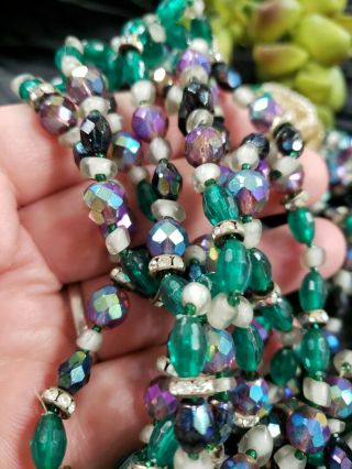 Rare Vintage ORNELLA Made In Italy Multi Strand Iridescent Beads Necklace 17 