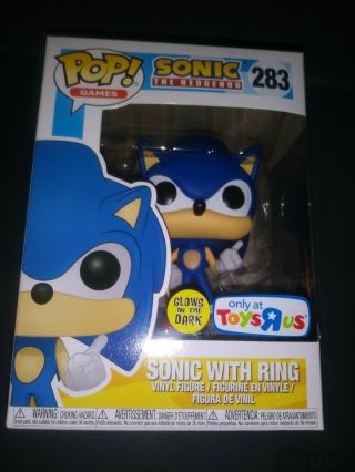 Funko Pop - Sonic With Ring Gitd 283 Sonic The Hedgehog - Tru Exclusive.  Glow