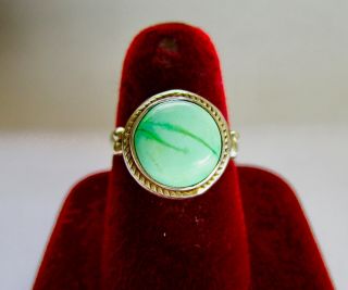 Vintage Sterling Silver Ring With Round Turquoise Stone,  Size O 1/2