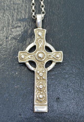 Ortak Vintage Sterling Silver Celtic Cross Scottish Malcolm Gray 18 " Necklace