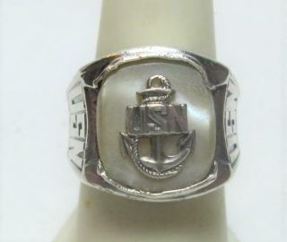 1969 Vintage Pride Usn Sterling Silver U.  S.  Navy Military Class Ring 9.  7g Size 9