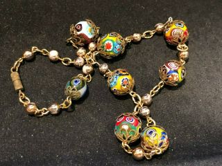 Vintage Murano Millefiori Italian Art Glass Necklace Large Beads