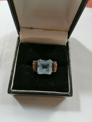 Vintage Art Deco Aqua Blue Dress Ring Very Arts And Crafts Looking