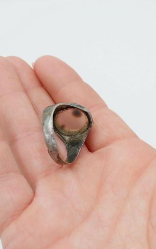 OLD unique Antique Sterling Silver 925 Moss Agate Ring Size 14 2