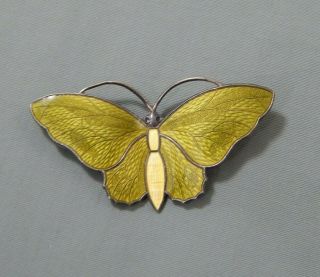 Vintage Signed Aksel Holmsen Norway Sterling Silver Enamel Butterfly Brooch Pin