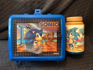 1993 Sonic The Hedgehog Vintage Plastic Lunchbox And Thermos Sega