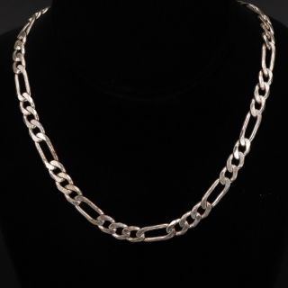 Sterling Silver - Italy 9mm Figaro Link Chain 18.  5 " Necklace - 43g