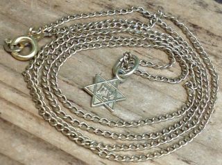 Vintage 14k Solid Yellow Gold Star Of David Charm/pendant Necklace 1.  8g.  (e14)