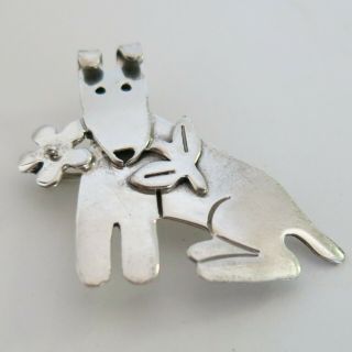 Anne Harvey Sterling Silver Dog Brooch Made In Mexico 6.  9g [5929]