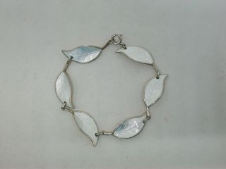 Vintage David Andersen Norway Sterling Enamel White Leaf Bracelet