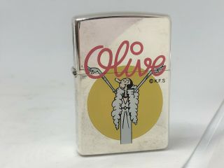 Zippo 2001 Limited Edition Popeye Olive Double - Sided Design Lighter Silver