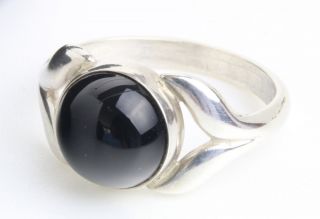 Danish Sterling Silver Ring Made By N.  E.  From And Set With Black Onyx