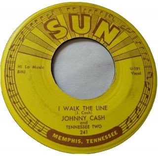 Johnny Cash I Walk The Line Get Rhythm Sun 241 Rockabilly 45 1st Press Vg,